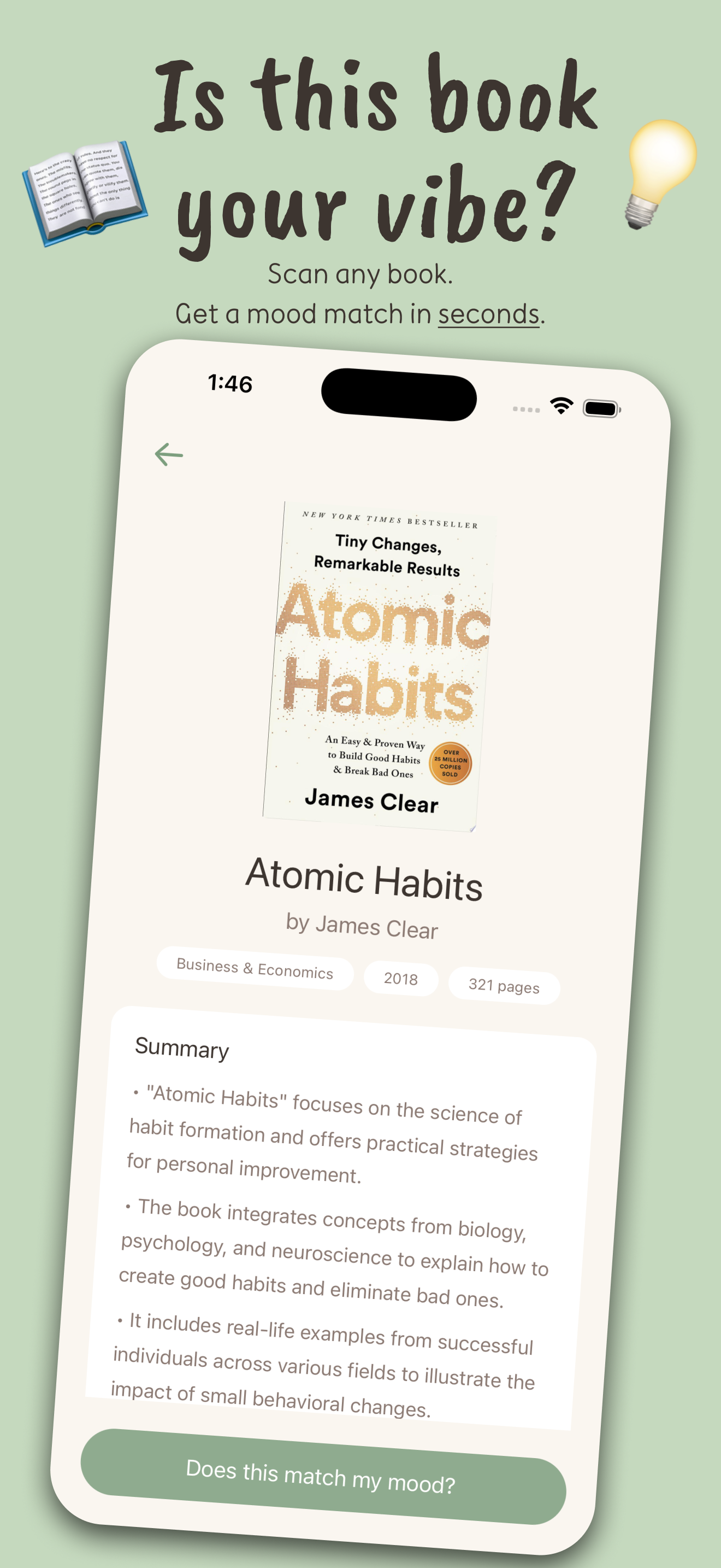 Is this book your vibe — book scan result